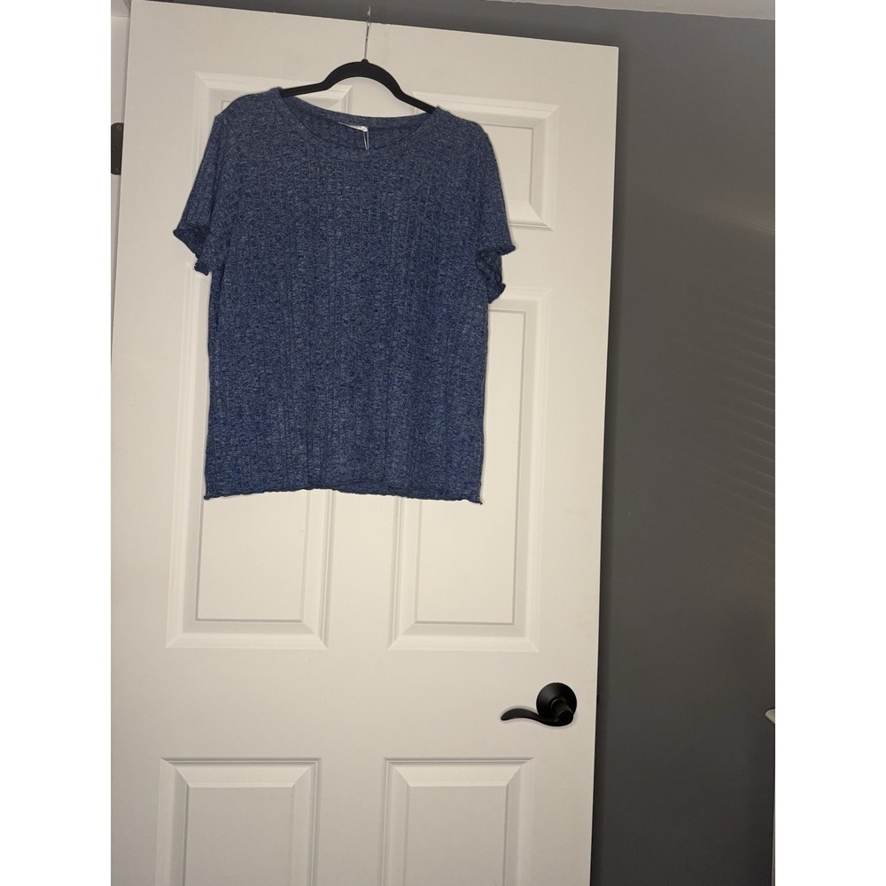 Ekouaer Plus Size  Marled Loungewear Set 2xl Short Sleeve Top Shorts Blue Nwt